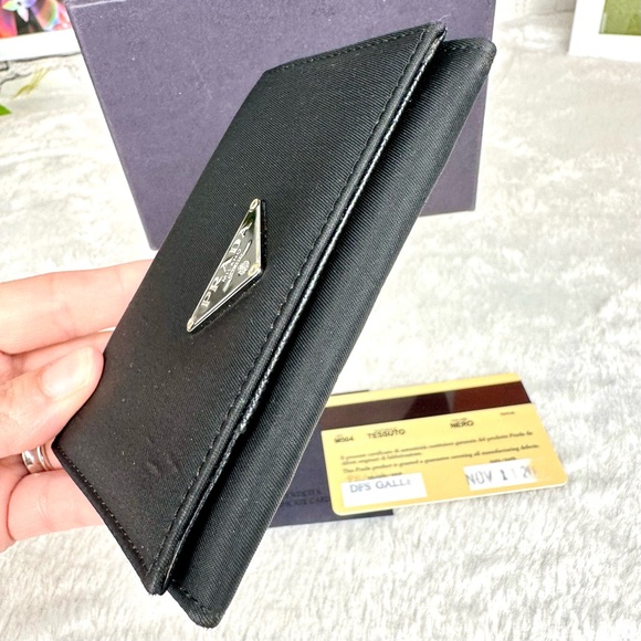 PRADA Tessuto black nylon and leather credit card holder or badge ID wallet case - Picture 8 of 14